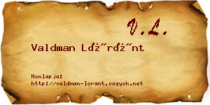 Valdman Lóránt névjegykártya